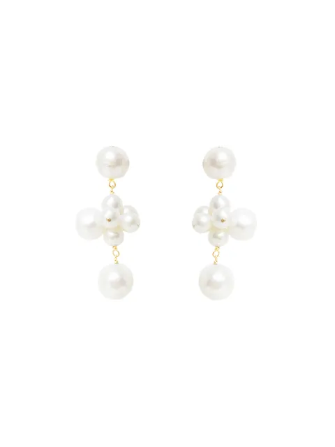 Floral Cross Pearl Earrings