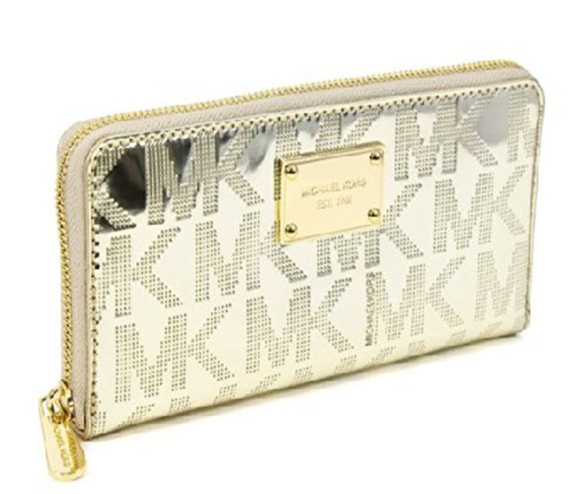 mk gold metallic wallet