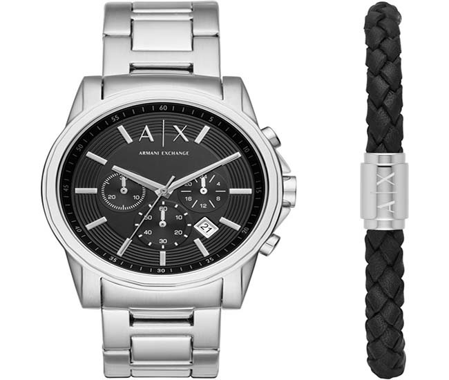 A|X Armani Exchange Men's Chronograph Black Stainless Steel Bracelet Watch,  44mm and Bracelet Gift Set - Macy's