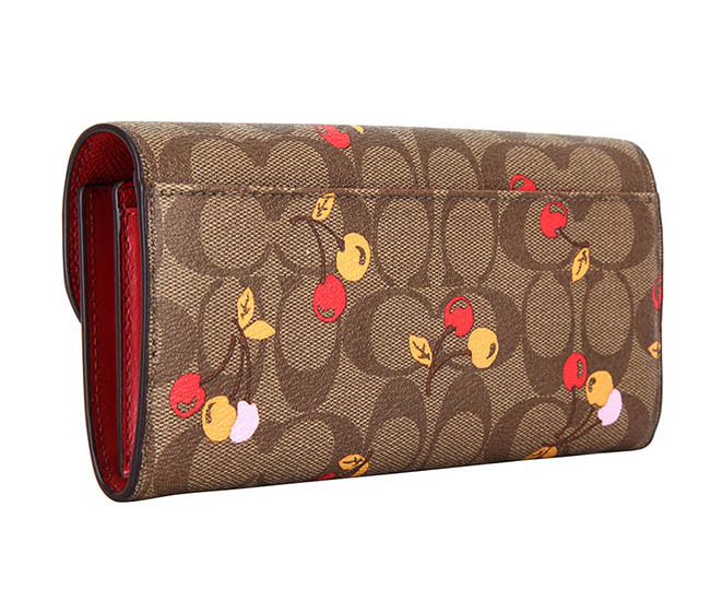 COACH SLIM WALLET IN SIGNATURE CANVAS WITH CHERRY PRINT (COACH F31562)