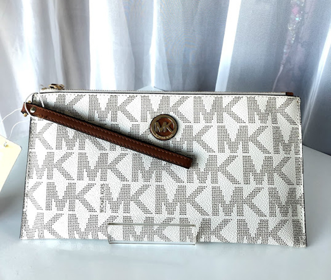 mk fulton large zip clutch