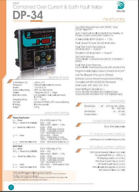 DELAB DP-34 Combined Overcurrent & Earth Fault Relay IDMT – Synetric Shop