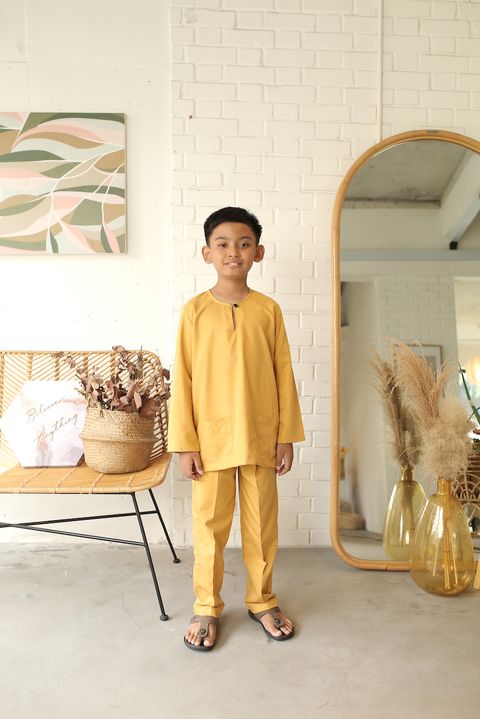 Eloque Adam Baju Melayu Mustard Yellow Front.jpeg