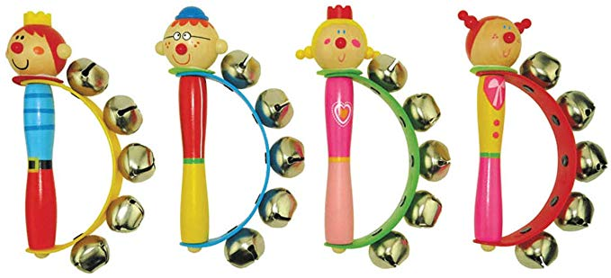 Tamburello Campanilla - Juego musical para niños, 4 modelos a elegir, de madera, 17 x 10 cm
