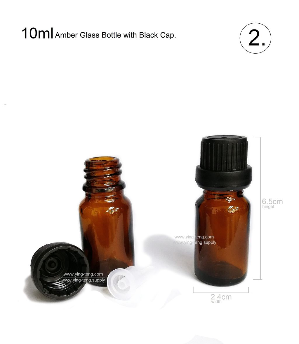 Amber Glass Bottles with Big Black Seal Cap (5ml, 10ml, 15ml, 30ml, 50ml &  100ml) – Bottles Online Shop