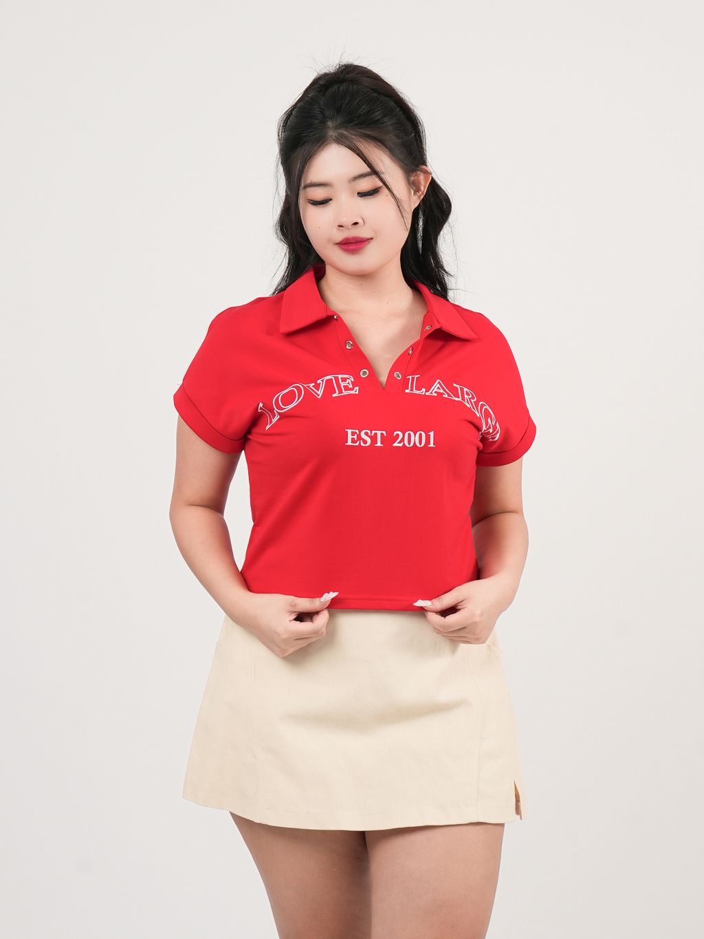 Plus Size Collar Top