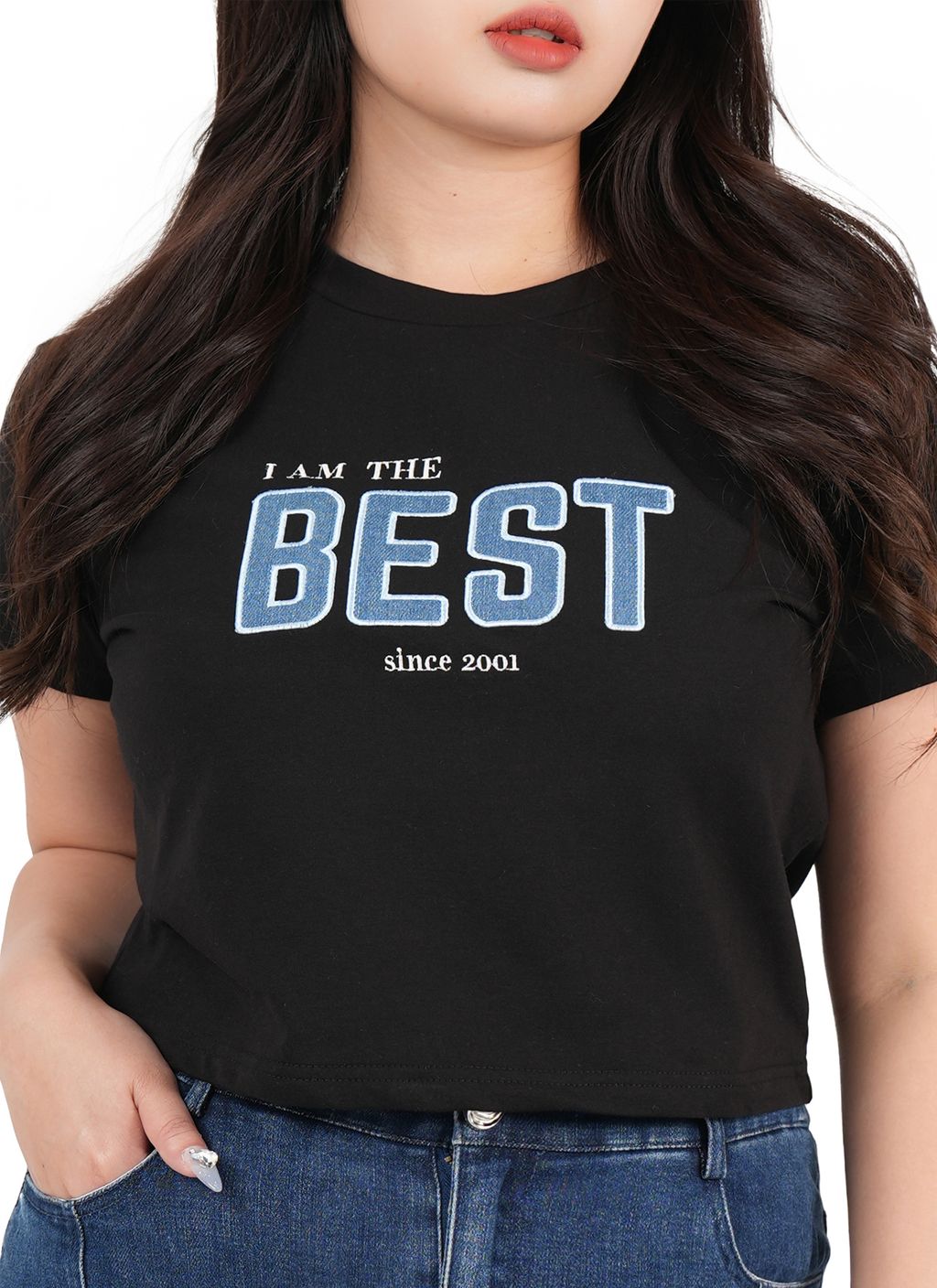 Plus Size Trendy Embroidered Patch Top