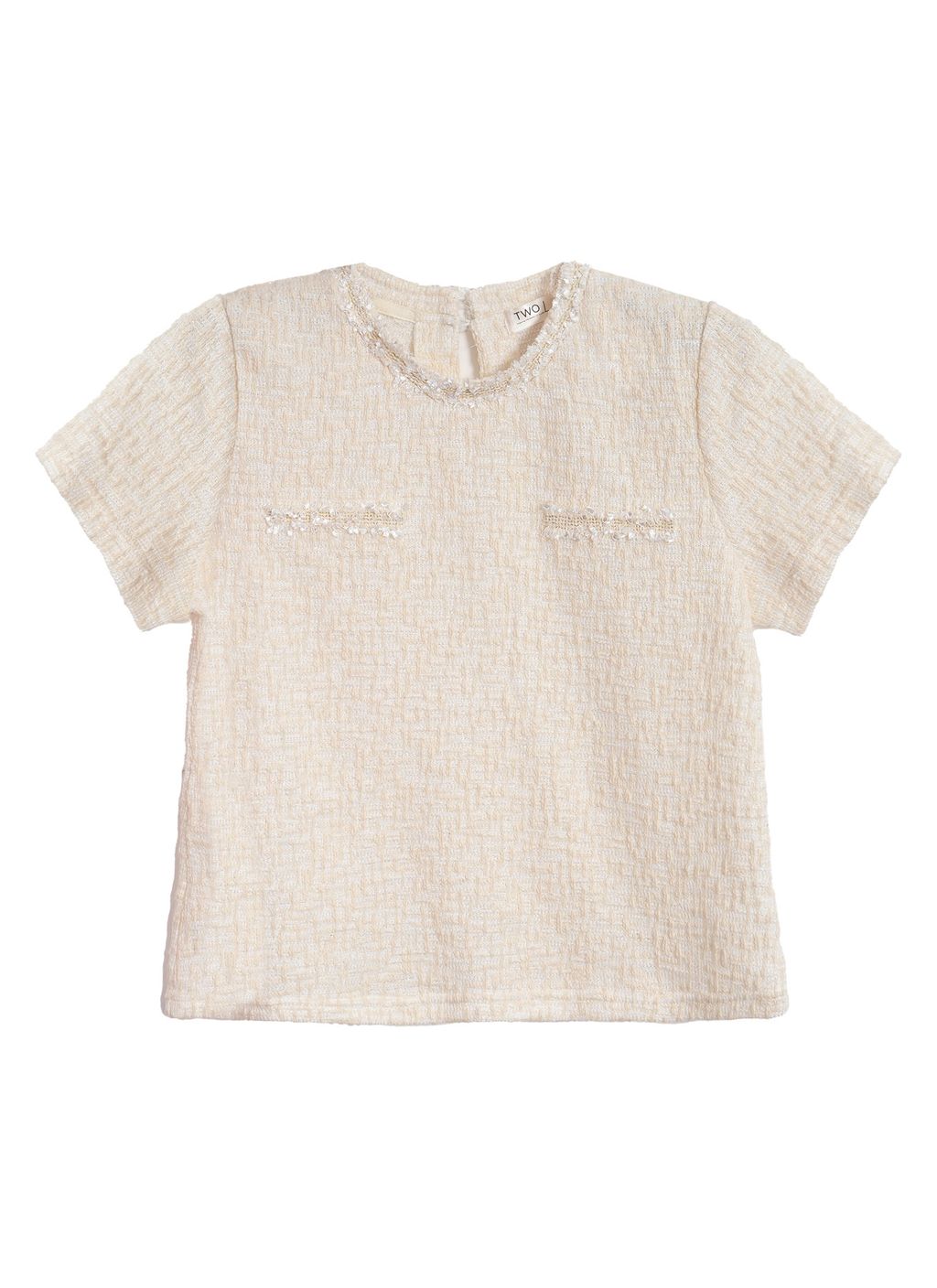 Plus Size Knit Jacquard Lace Trimmed Top