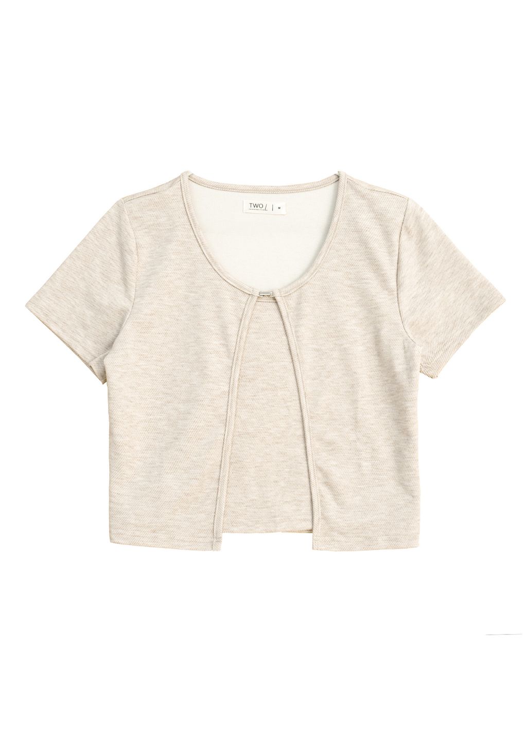 Curve-friendly vintage cardigan with short sleeves and feminine neckline clasp.