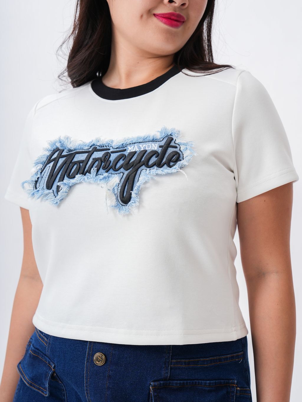 Plus-size T-shirt with fresh graphic accents and relaxed silhouette.