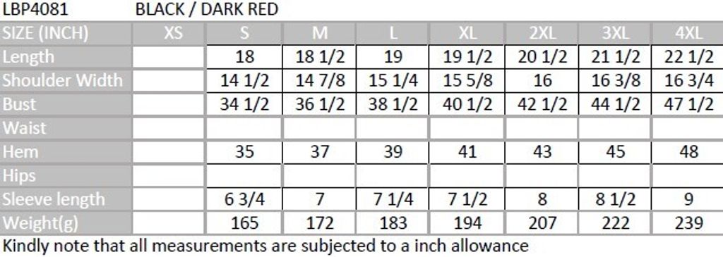 size chart