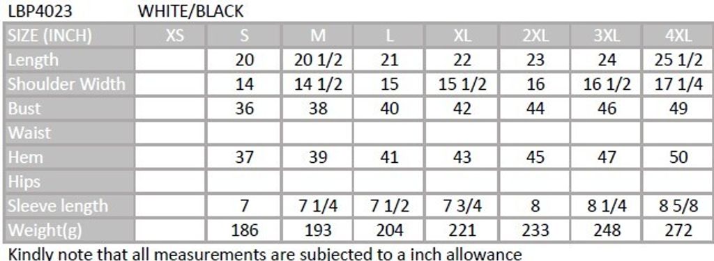 size chart