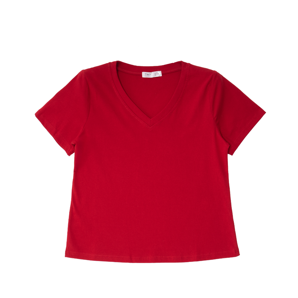 Versatile V-neck top that adds structure and elegance to casual looks.