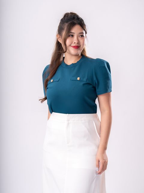 Plus size blouse with gilded accents, perfect for adding a touch of elegance to any outfit.