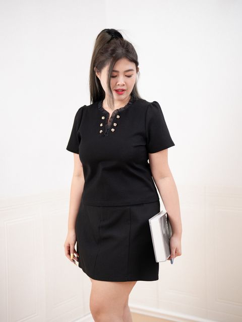 Golden Petal Top styled for office-ready plus size fashion outfit