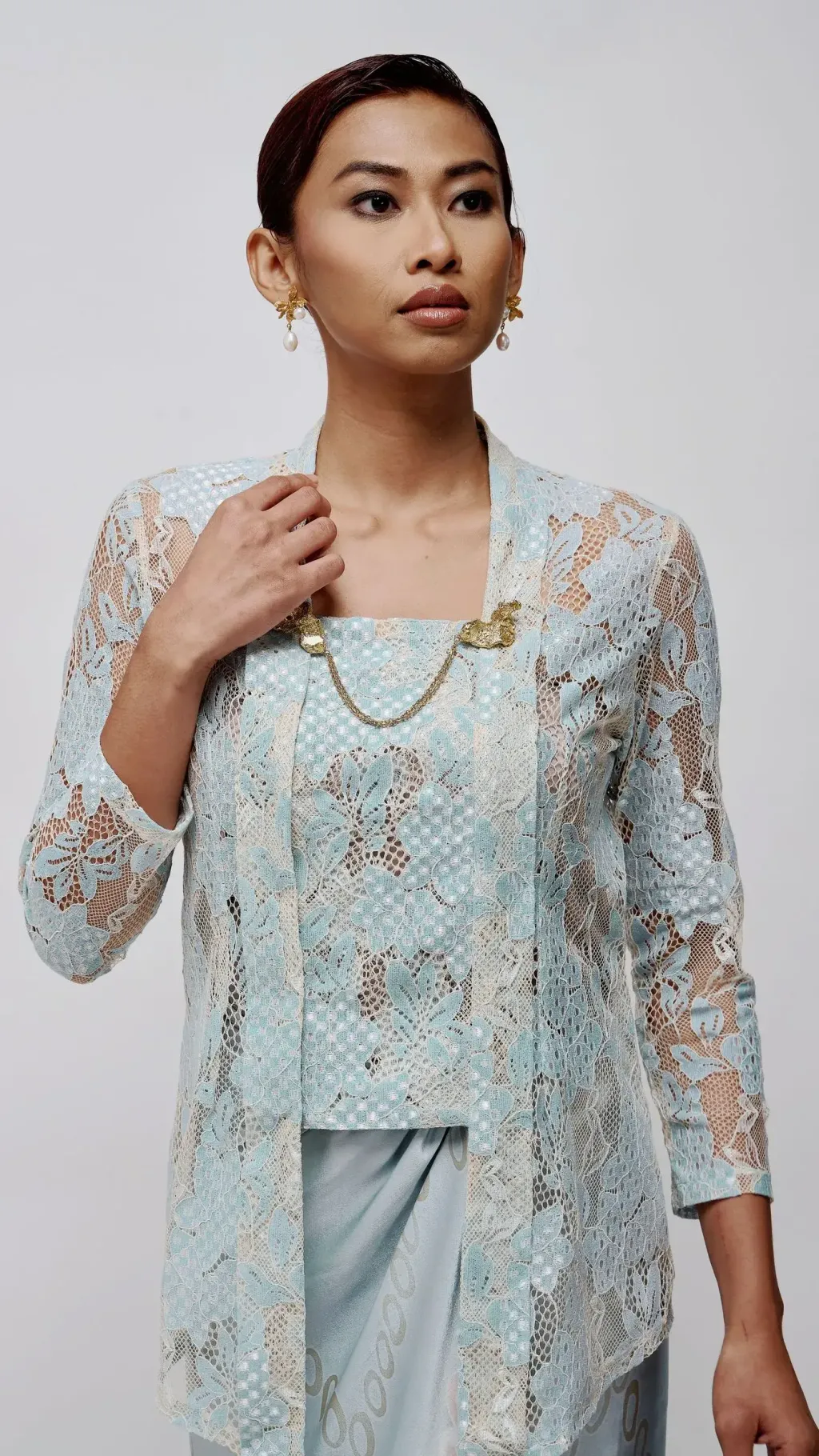 Blue Beige Melur Kebaya