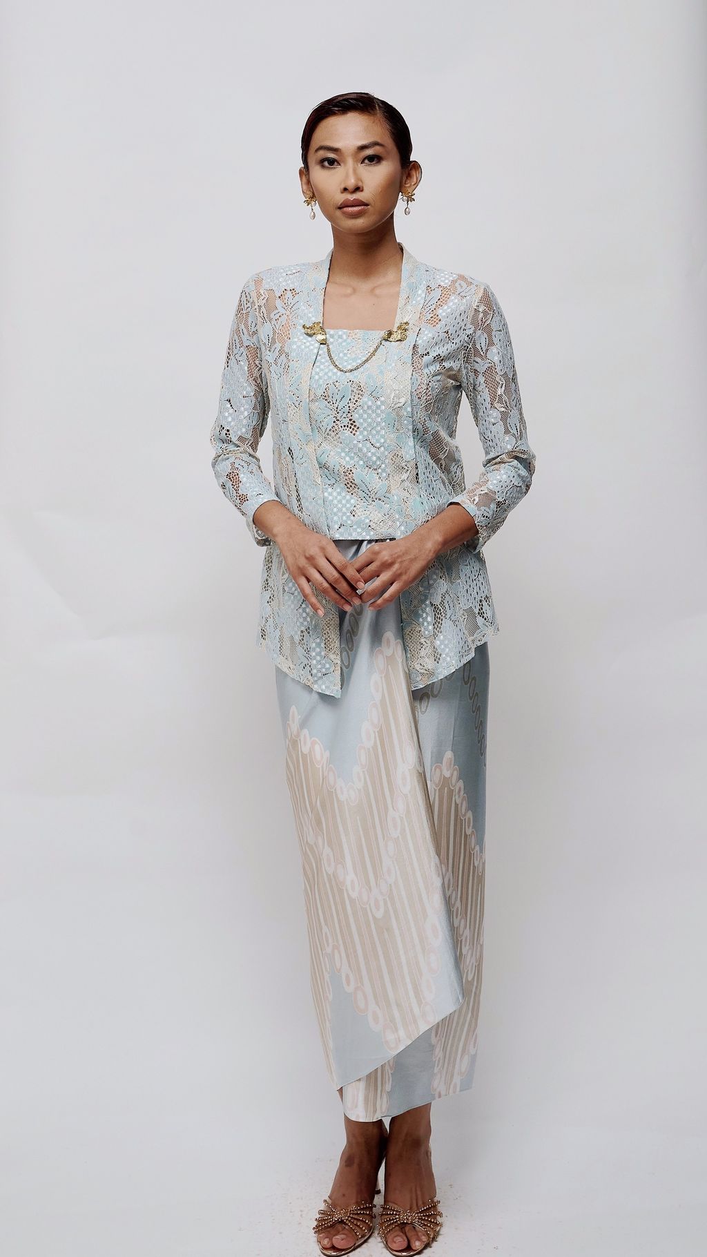 Blue Beige Melur Kebaya Full