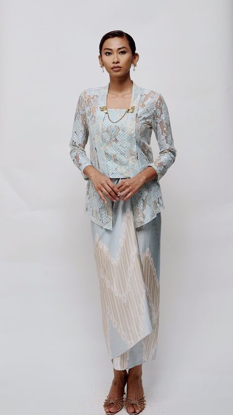 Blue Beige Melur Kebaya Full