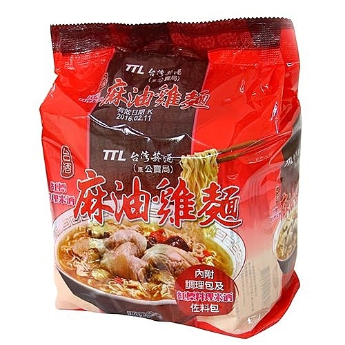 Taiwan TTL Sesame Oil Chicken Noodle (3Packs X 200g) - 【台湾烟酒】- 台酒麻油雞麵(3包装)