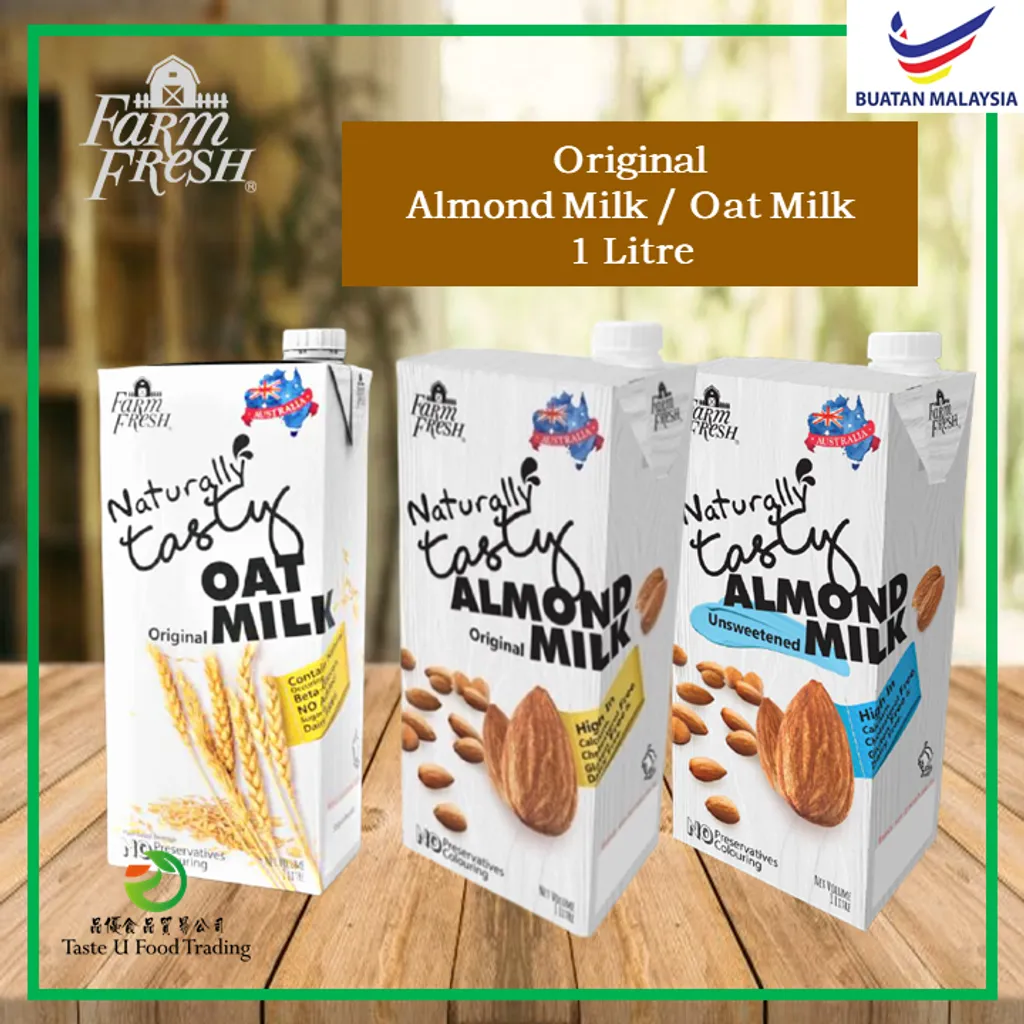 Farm Fresh Uht Original Almond Milk Almond Unsweetened Oat Milk 1l Taste U Food Trading