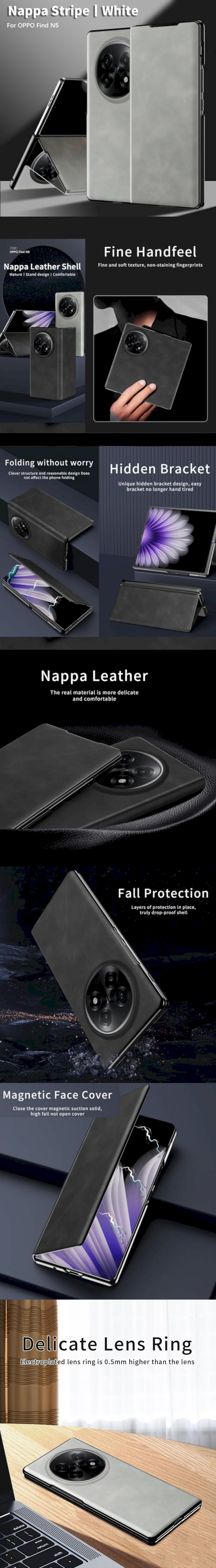 Samsung Galaxy Z Fold 3 5G 皮革保護殼(PLAIN) - 真皮荔枝紋折疊手機殼手機套保護套背蓋支架皮套保護殼