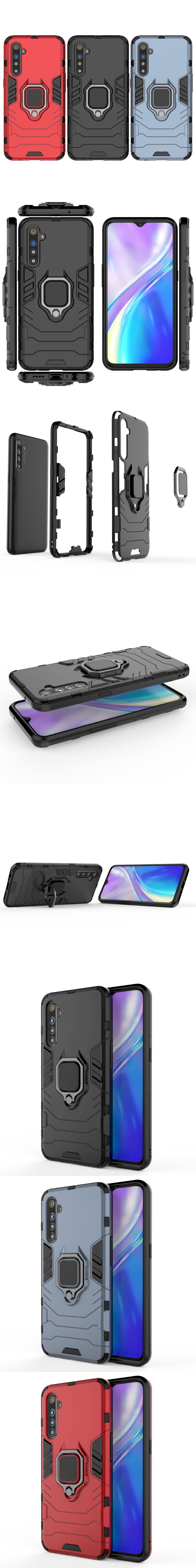 275-Realme-雙層抗震TPU+PC軟硬殼全包式指環支架手機殼背蓋