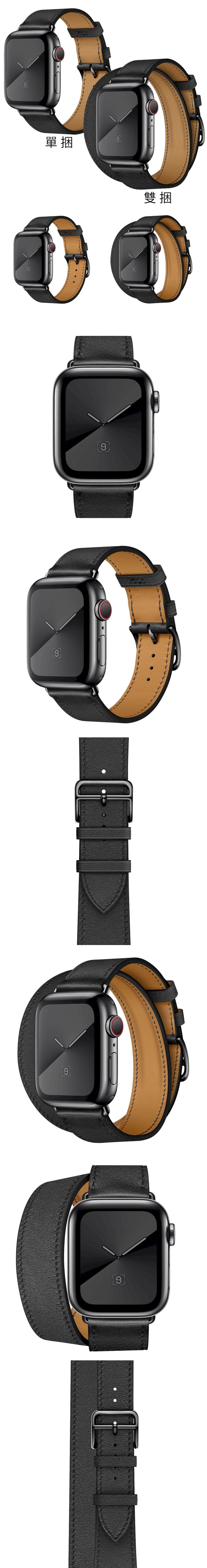 940-990-Watch-頭層牛皮真皮錶帶單捆式雙捆式黑色經典素面皮革錶帶