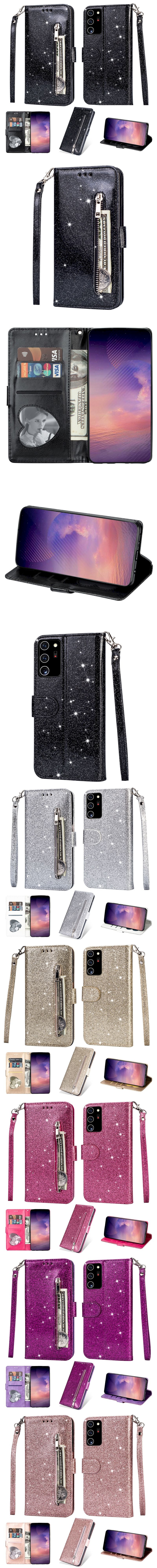 329-Samsung-亮片造型前袋口錢包設計後磁翻蓋式皮套(Note20 Ultra)
