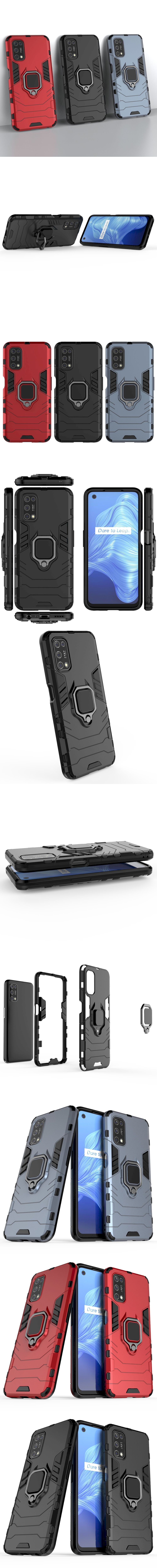 275-Realme-雙層抗震TPU+PC軟硬殼全包式指環支架手機殼背蓋(7通用V5)