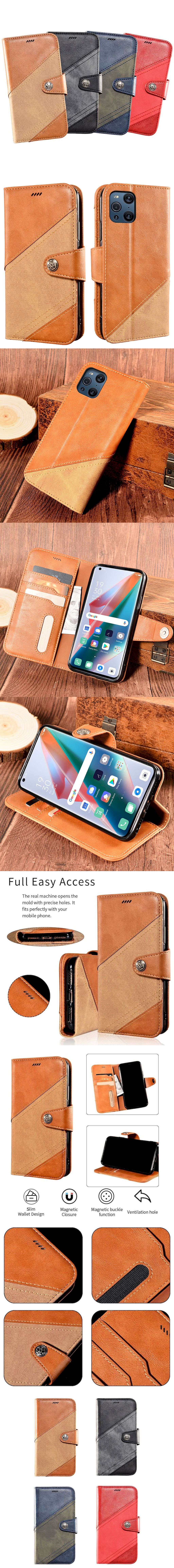 390-OPPO-跳色帆布紋磁扣翻蓋皮套(Find X3 Pro)