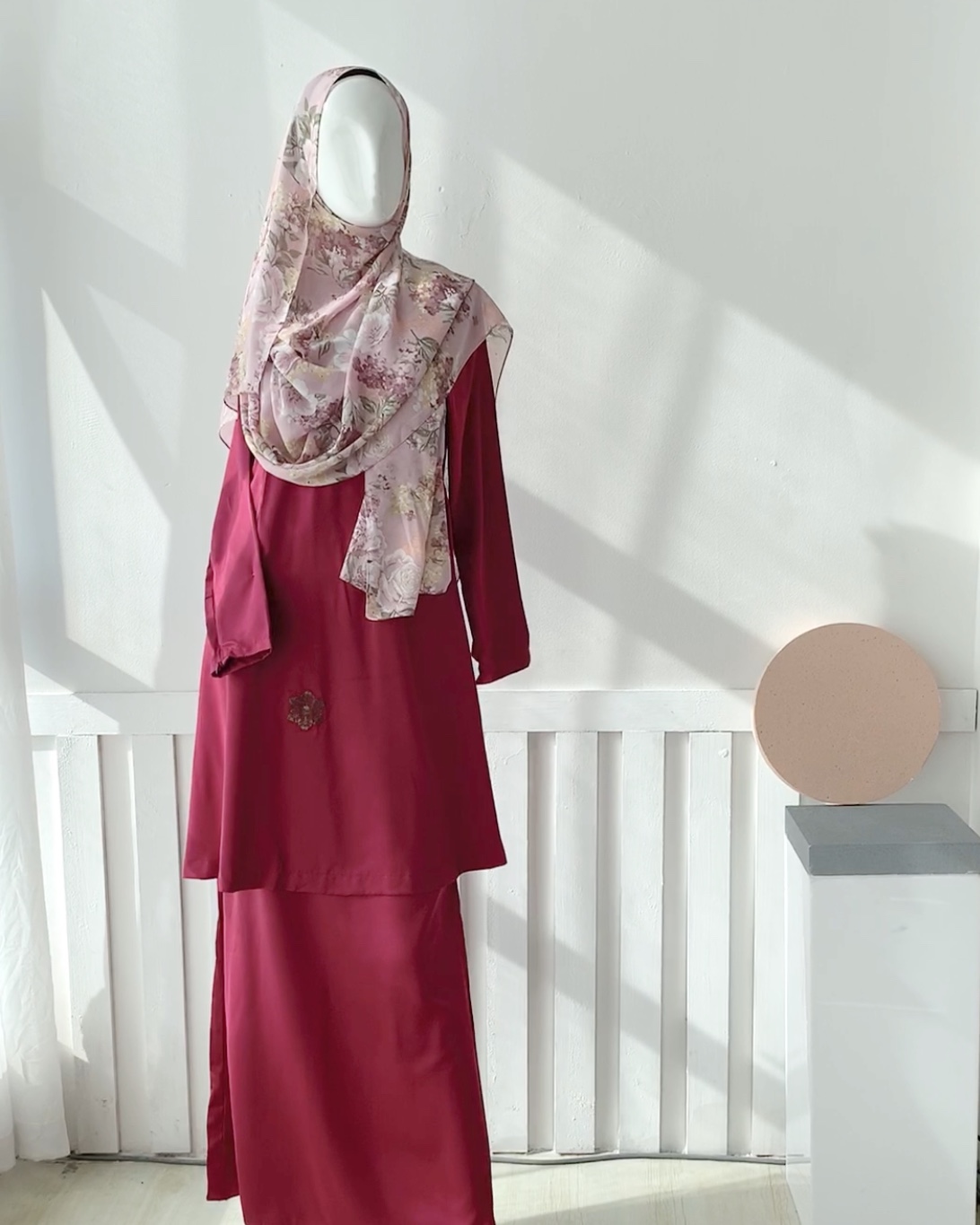 Baju Pink Tudung Kelabu