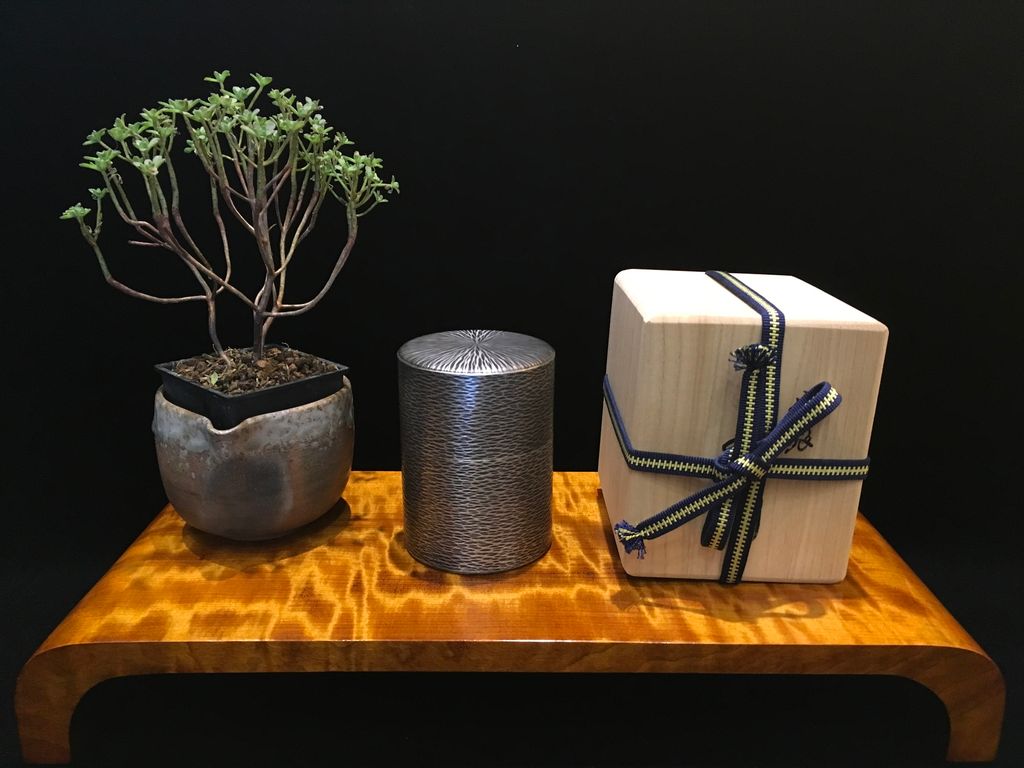 松栄堂 純銀製 茣座目打 茶筒 茶道具 銀器 銀製品 松栄堂 純銀