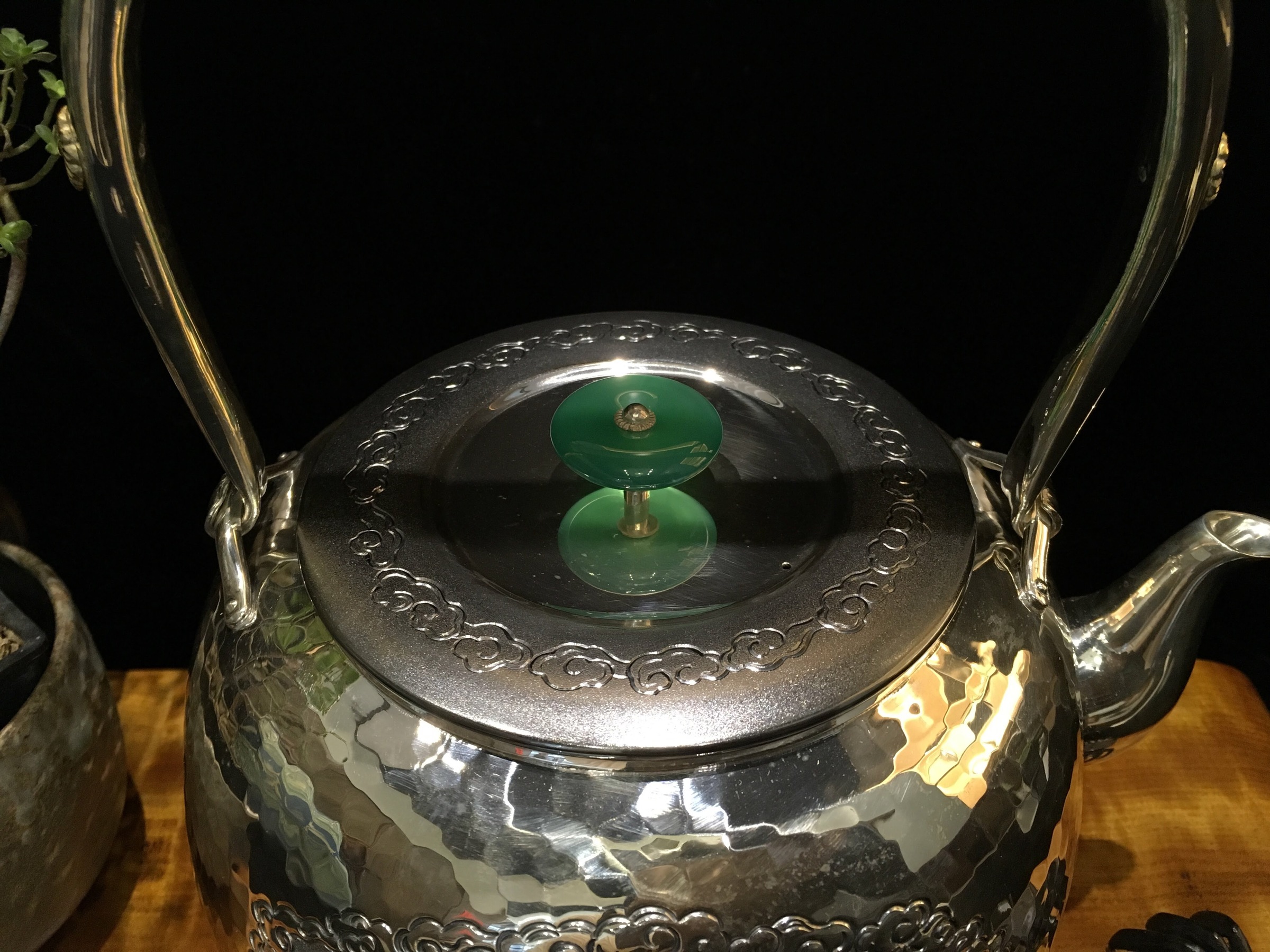 金工師 義正 唐銅 金閣寺浮出紋 双耳薄端 華