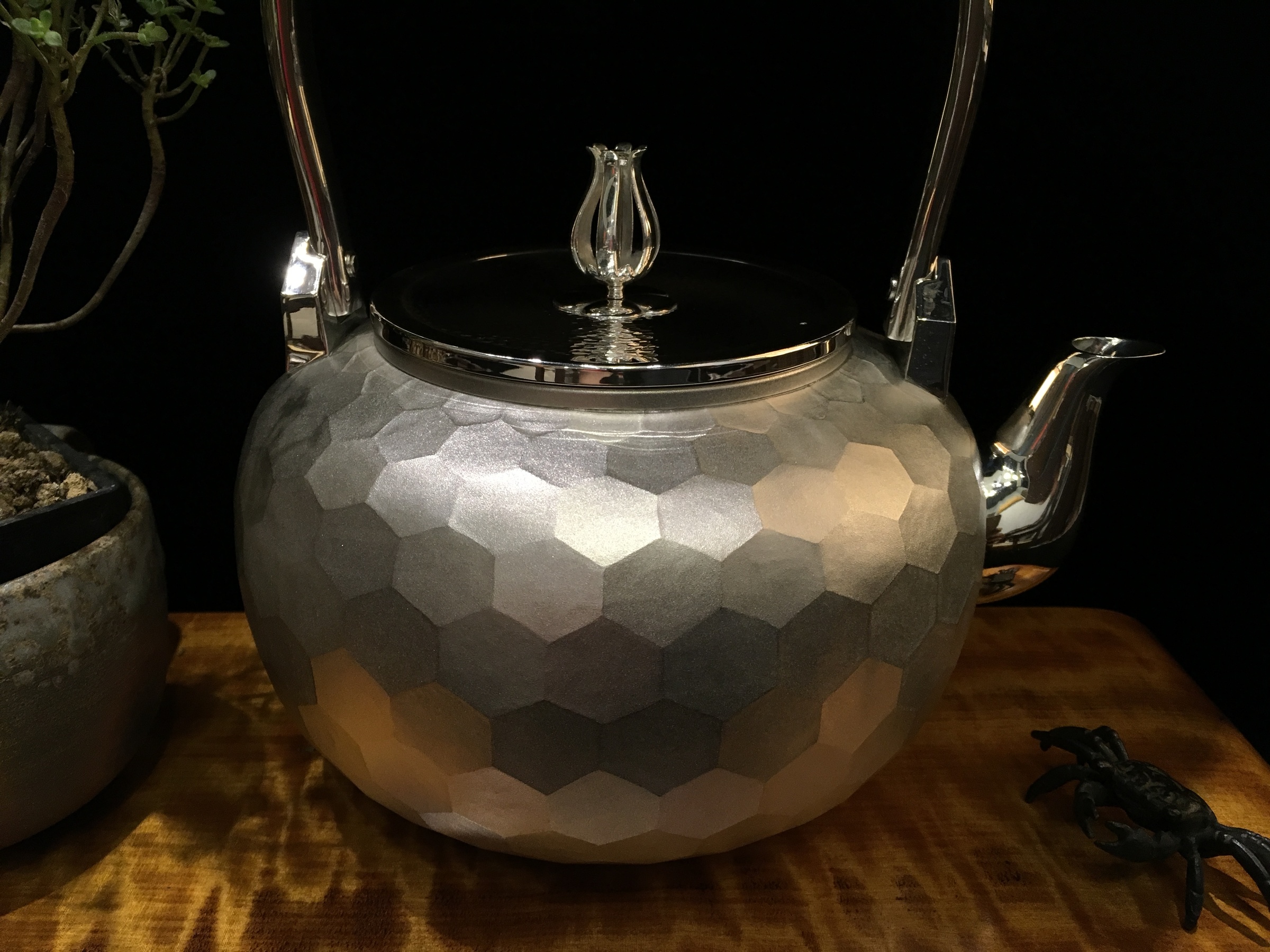 茶杓 金工師 叶 幸明作 御茶道具竹節平型純銀茶杓 在銘 共