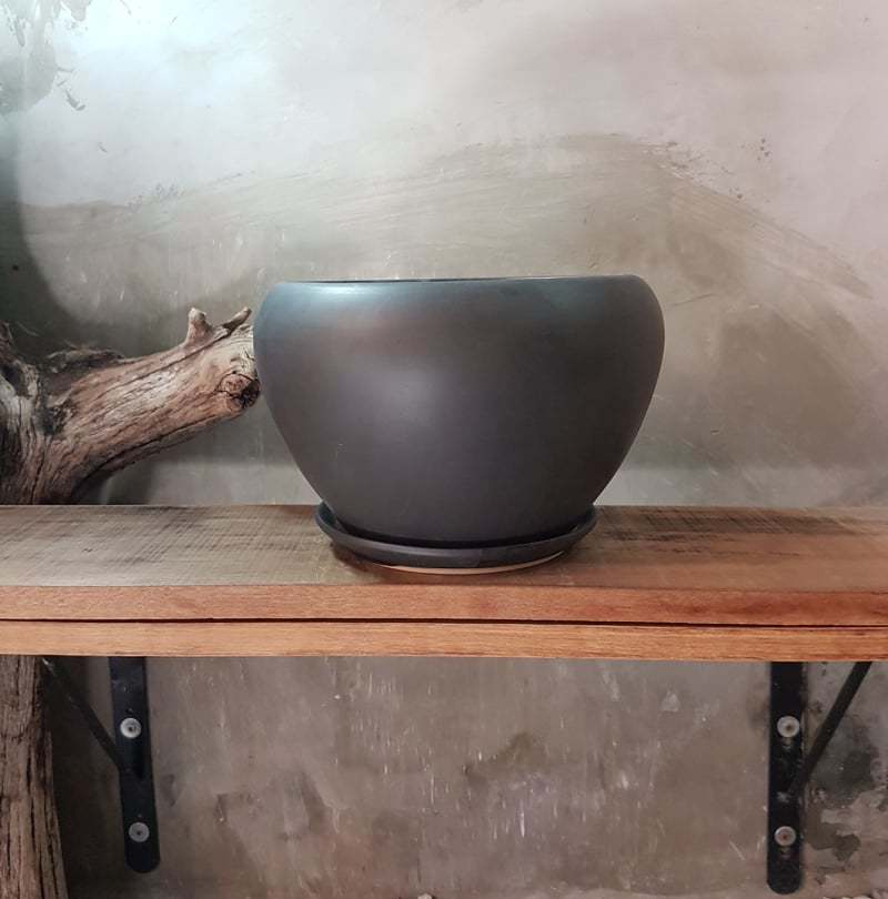 Matte Black Ceramic Pot Bali  PLANT POT STUDIO