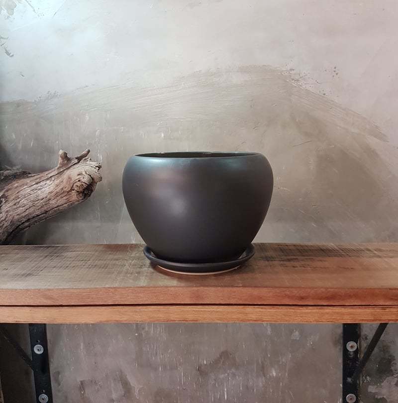 Matte Black Ceramic Pot Bali  PLANT POT STUDIO