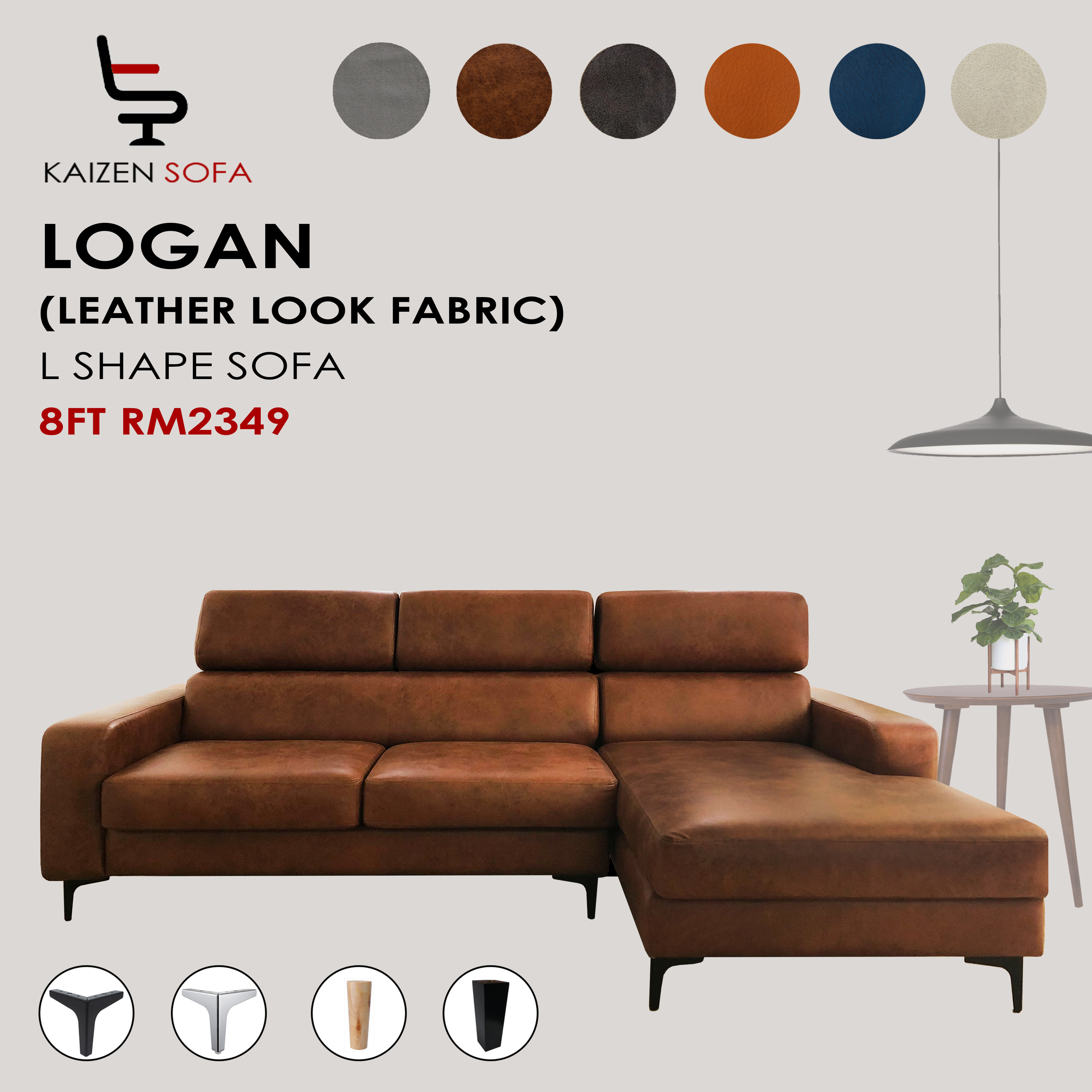 8ft Logan (Leather Look Fabric) – Kaizen Furniture Sdn. Bhd.