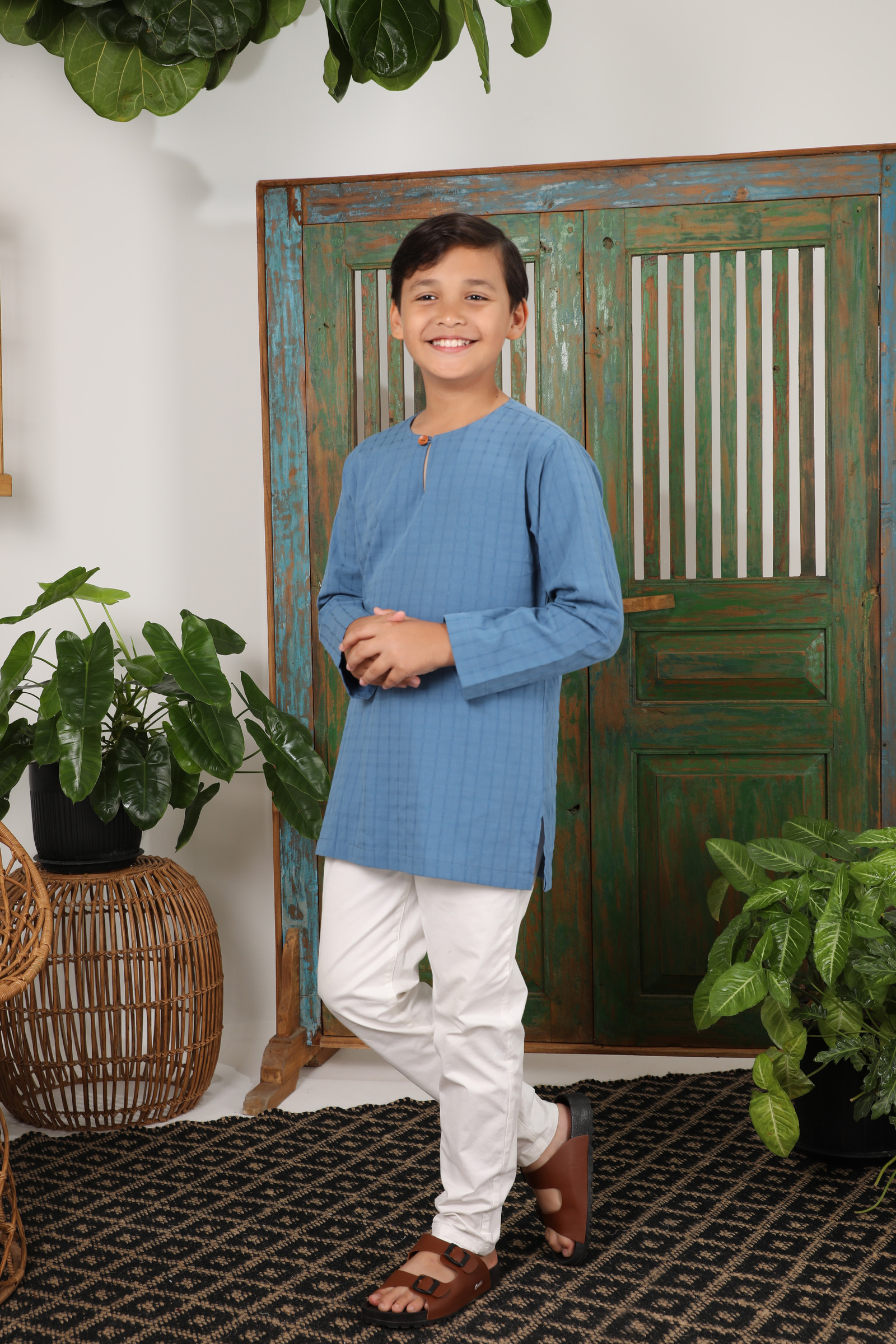 BOY KURTA BLUE CHECKED