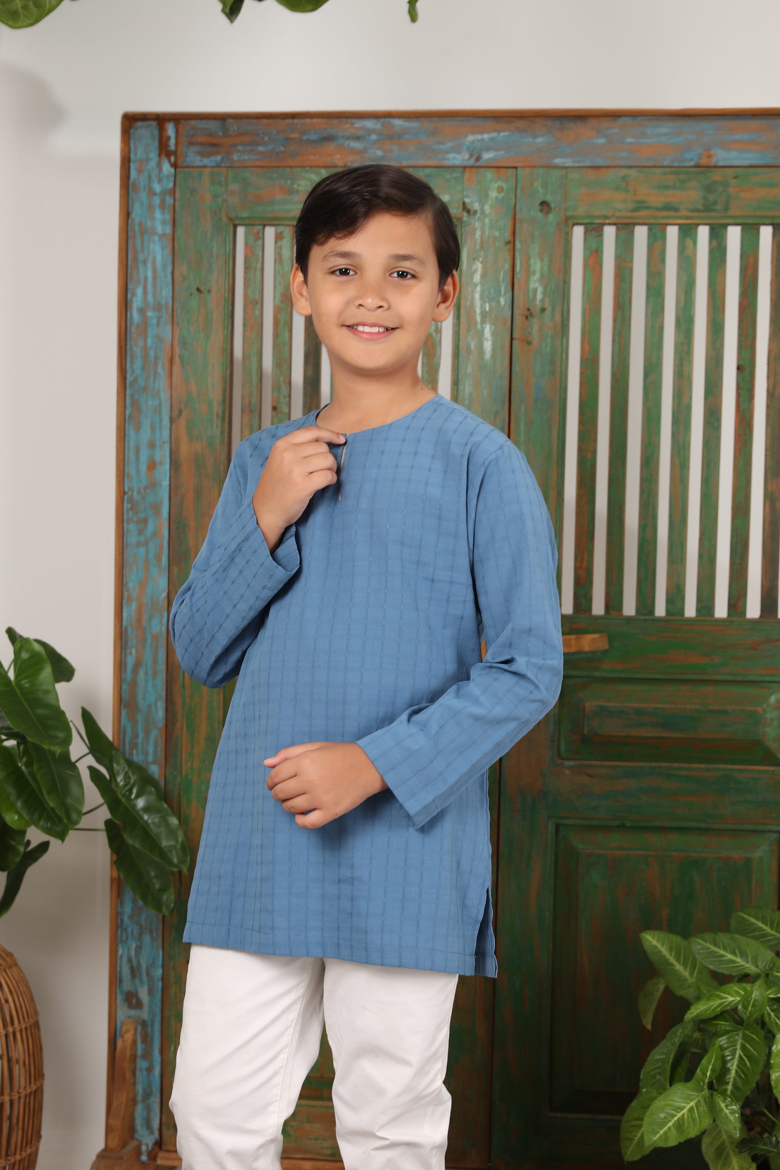 BOY KURTA BLUE CHECKED 2