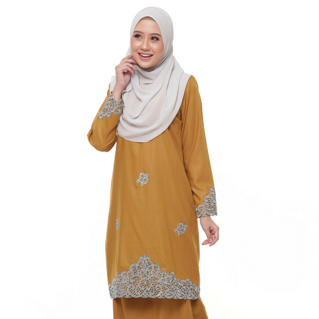 Kurung Moden Mayang Sari in Gold Mustard – She Qeen Collection