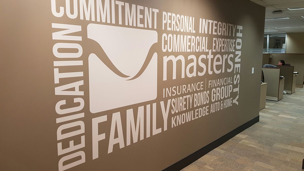 Printed wall graphics in an office