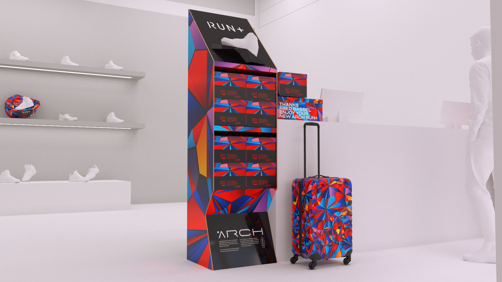 Exhibition booth with printed rigid displays