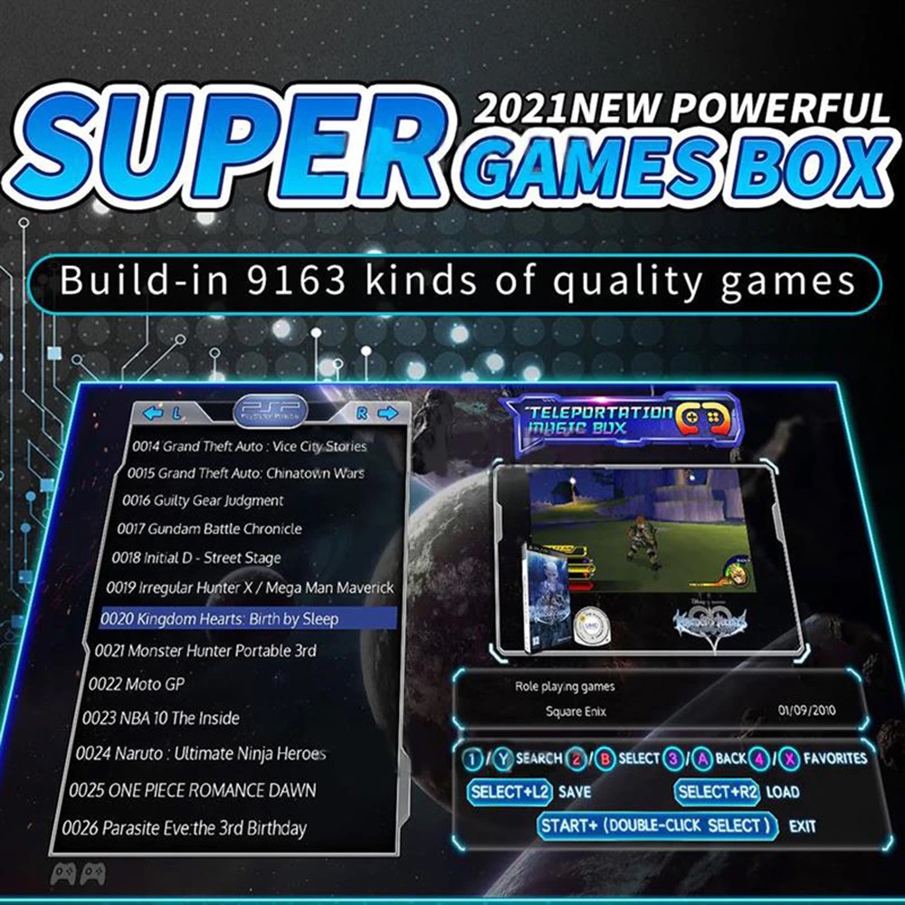 Super Game Box 9000+ HD Classic Game Console Wireless Video Game Retro Game permainan game tv mario ps1 psp sega naomi