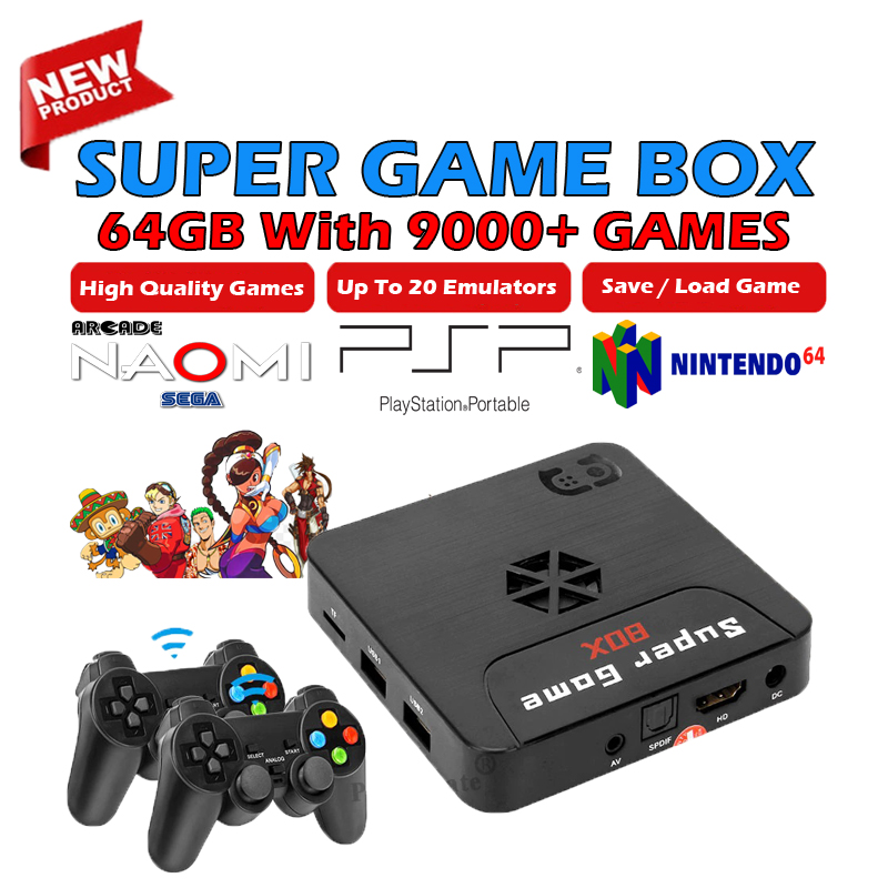 Super Game Box 9000+ HD Classic Game Console Wireless Video Game Retro Game permainan game tv mario ps1 psp sega naomi