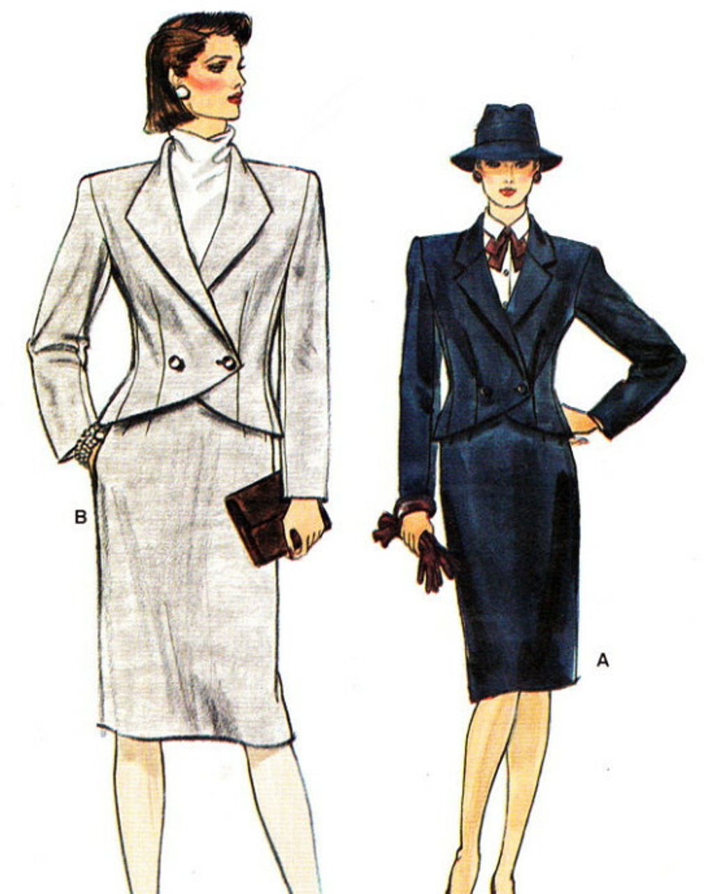 1980s-vogue-8845-two-piece-dress-womens-power-suit-asymmetrical-jacket-sheath-skirt-vintage-sewing-pattern-bust-34-uncut-etsy-550x688