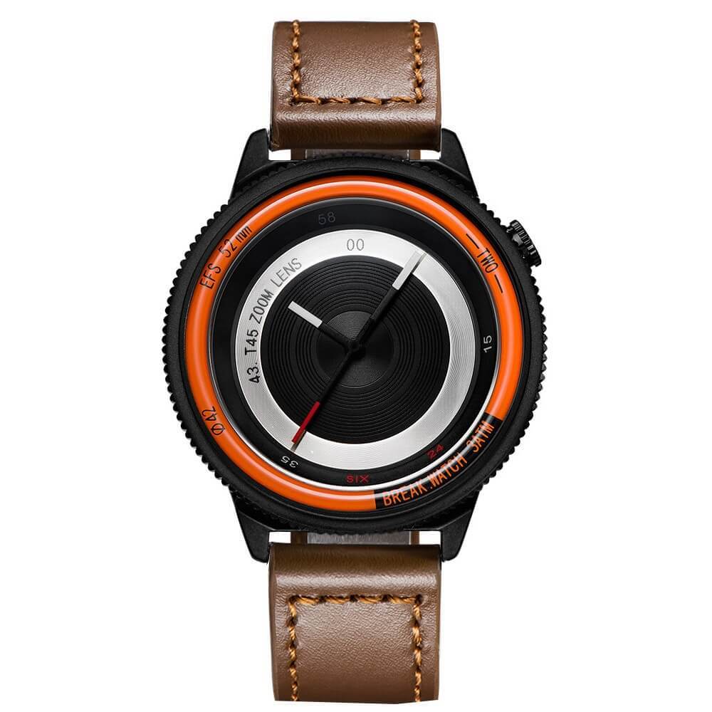 Lens Orange Break Watches Brown Leather Straps.jpg