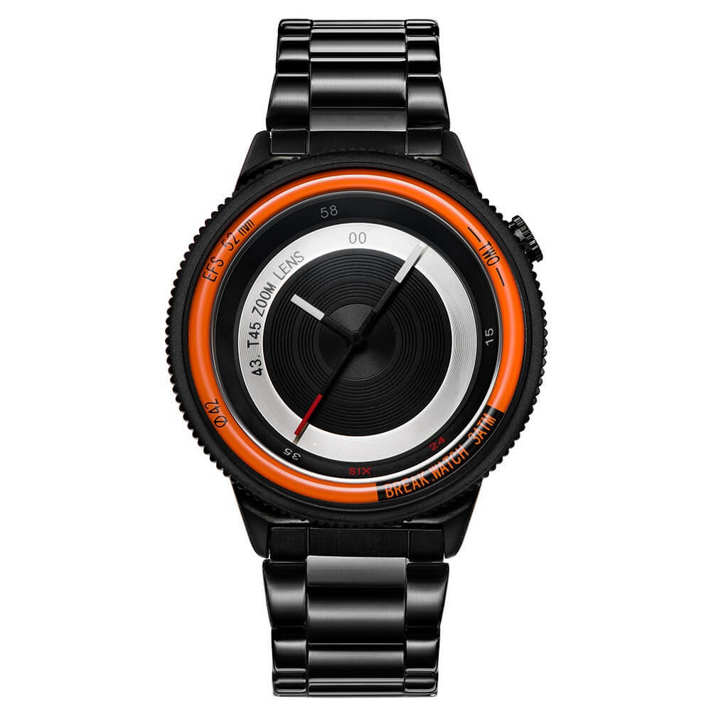 Lens Orange Break Watches Black Steel Straps.jpg