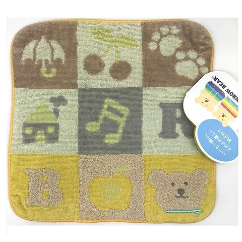 33_(特價)(海渡)彩虹熊 迷你小方巾 毛巾(20X20CM) 日本製 4573351404880.jpg