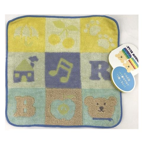 34_(特價)(海渡)彩虹熊 迷你小方巾 毛巾(20X20CM) 日本製 4573351404897.jpg