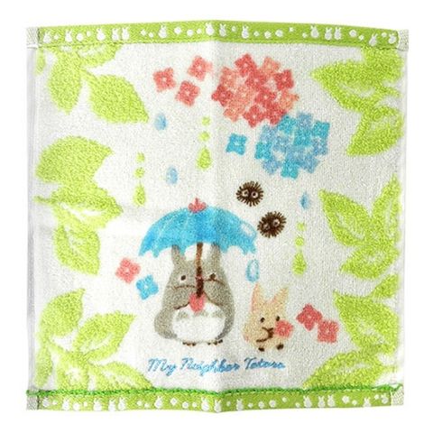 29_01宮崎駿 龍貓 TOTORO 小方巾 毛巾(下雨綠葉25X25CM).jpg